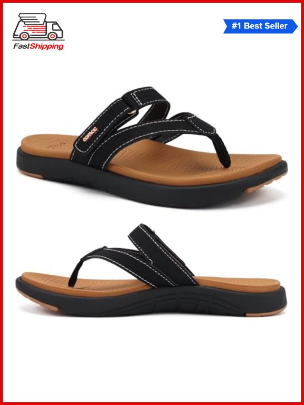 Womens Orthopedic Flip Flops Arch Support Thong Sandals Cushioned Footbed